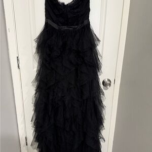 Fashion Nova Strapless Black Ruffle Dress